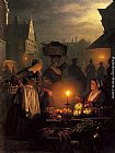 Petrus Van Schendel The Night Market painting